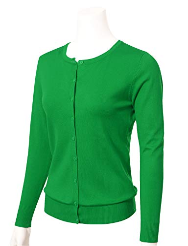Image of Allsense Women's Long-Sleeve Crewneck Cardigan | Classic Button Down Sweater, Soft Fine Knit, Lightweight