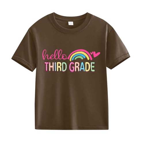 3th Grade Girls Boys First School Day T Shirt Preschool Kids Short Sleeve Crewneck Funny Letter Graphic Tees Tops2