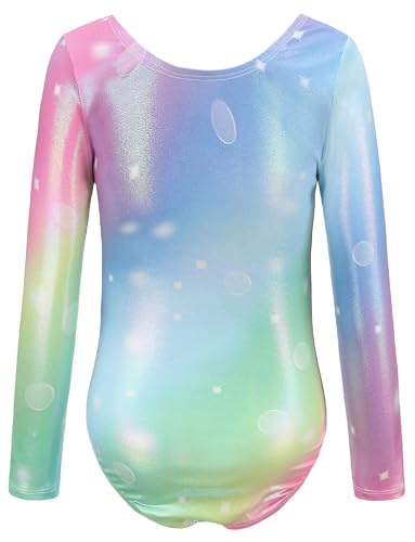 Adigau Mädchen Turnanzug Turnshorts Haarband Set Langarm Ballettbody mit Sport Shorts Ballettanzug Turnbody Sport Trikotanzug Gymnastik Trikot Leotards B2 11-12 Jahre