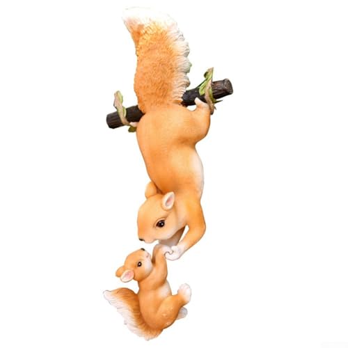 Bebykilemi Lebensechte Eichhörnchen-Gartenstatue aus Kunstharz mit Schaukel Ornament –...