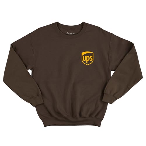 Thread Lightly Brown United Parcel Service UPS Uniform Long Sleeve Crewneck Sweatshirt Pullover (US, Alpha, X-Large, Regular, Regular, Brown)