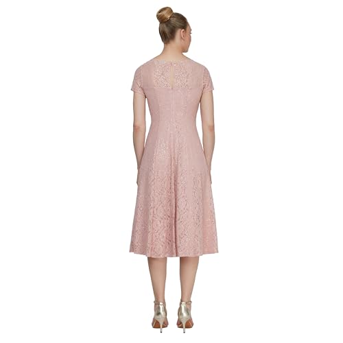 Image of S.L. Fashions Womens Stretch V-Neck Tea Length Dress