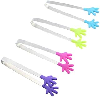 Circe-eu Small Kitchen Tongs 4 Pcs Premium Mini Food Clips Multifunctional Kitchen Gadgets Tongs With Stainless Steel Handles For Sweets, Barbecue, Buffet, Salad, Ice