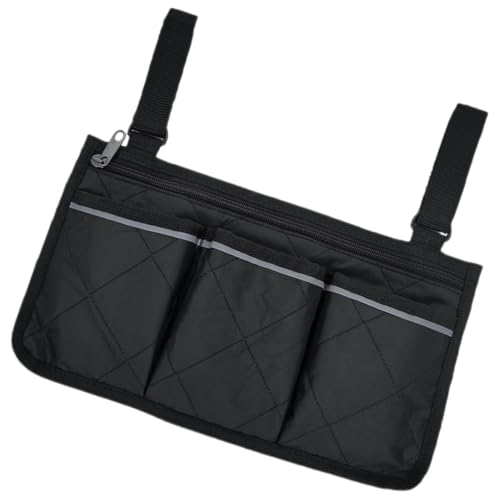 ROMISBABA 車椅子用サイド収納バッグ 耐久性素材 反射ストリップ付き 多機能アームレストオーガナイザー 調節可能ストラップで車椅子 電動車