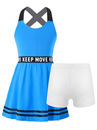 YEAHDOR Kids Girls 2 Pieces Tennis Golf Dress Tracksuit Set Shorts Racerback Tank Tops with Tennis Skirt Skorts3