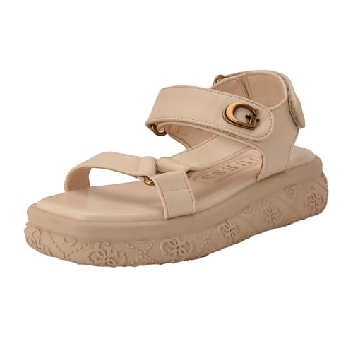 Guess Women's LANARA Sandal, Ivory 150, 9