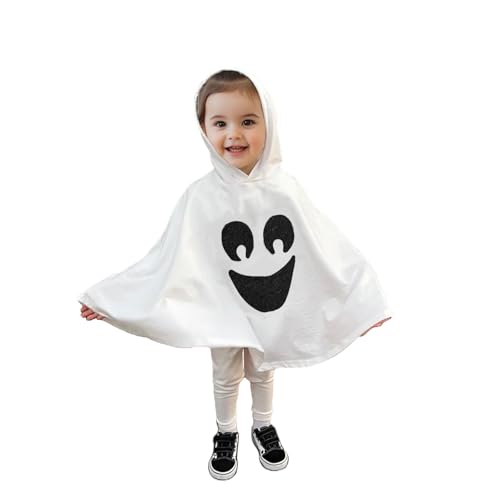 Coyciu Toddler Boy Girl Halloween Costume Cute Embroidery Ghost Cloak Cape White Robe Toddler Ghost Costume 2t 3t 4t 5t