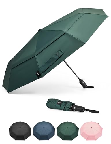 G4Free Strong Windproof Travel Umbrella 42 Inch Compact Umbrellas for Rain with Double Canopy...