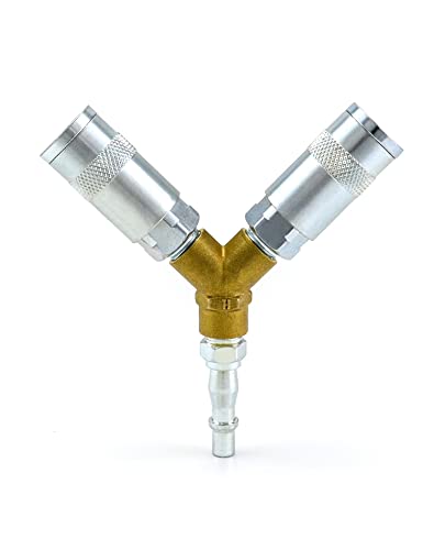 QWORK 1/4 BSP Airline Hose Connector Y Splitter Male/Female Thread Quick Release Coupler for Air Lines & Tools