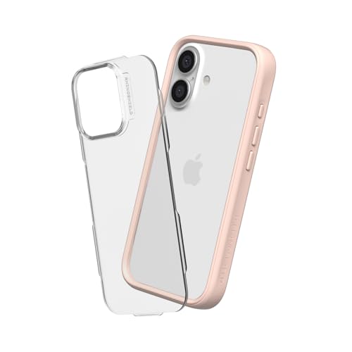 Carcasa iPhone 16 antichoque RhinoShield personalizable con diseño modular rosa