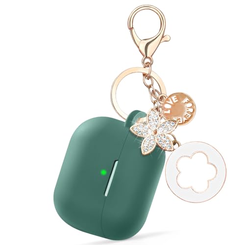 Image of Case Compatible for Apple Airpods 4 - VISOOM Airpods 4 Cases 2024 Cover Women Cute Silicone iPods 4 Earbuds Wireless Accessories Charging Cases Girl Bling Keychain for Airpod iPods 4th Generation