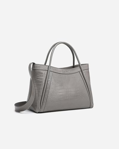 Image of NEWBELLA Tote Bag for Women, Vegan Leather Crossbody Shoulder Bag, Top Handle Satchel Purse for Work, Travel, Daily Use (Grey-1, for 13 inch laptop)