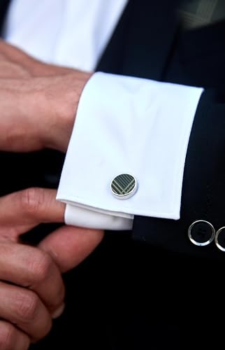 Image of HISDERN Plaid Ties for Men Classic Checkered Tie and Pocket Square Cufflinks Tie Clip Set Woven Men's Necktie Business