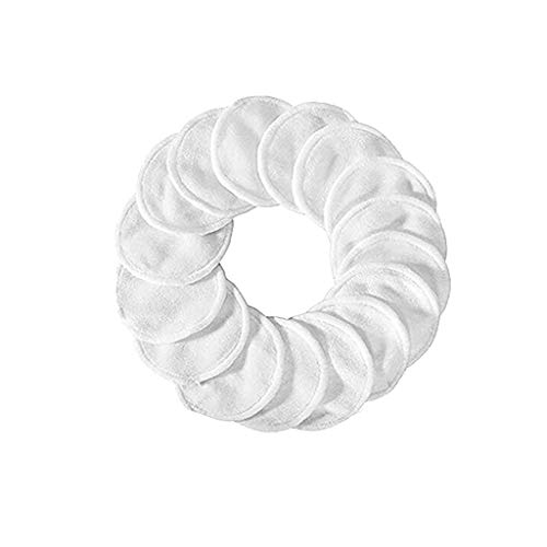 Clicitina Maquillaje Fibra de algodón de bambú Terciopelo de bambú de Doble removedor de Maquillaje Textiles para el Oz957 (White, One Size)