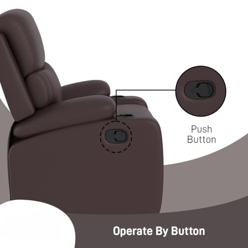 Image of Amazon Brand - Solimo Orleans | Single Seater Sofa Recliner | Manual Recliner (Leatherette Brown)