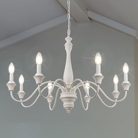 LynPon 8-Lights Distressed White Chandelier Cover