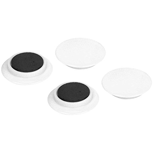 E-Value EMT-04WH Color Magnets, Large, 1.6 inches (40 mm) Diameter, Pack of 4, White