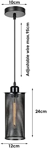 LEDSone LEDSone Vintage retro stijl plafond hanglamp cluster licht fitting zwart vat kooi lampenkappen, UK E27 houder verlichting kit (enkele kop) photo 3