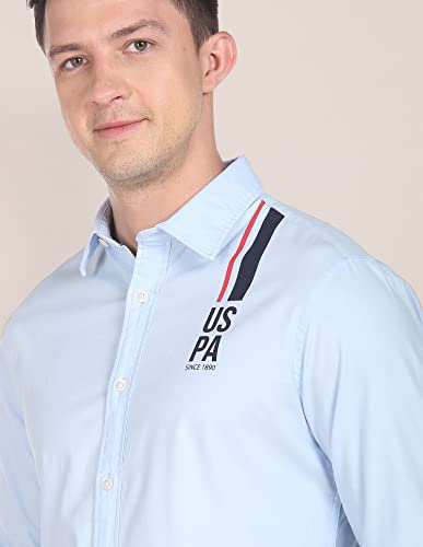 Image of U.S. POLO ASSN. Brand Printed Tailored Fit Shirt for Men - Cotton, Breathable & Comfortable, Full Sleeves Casual Shirt for Men