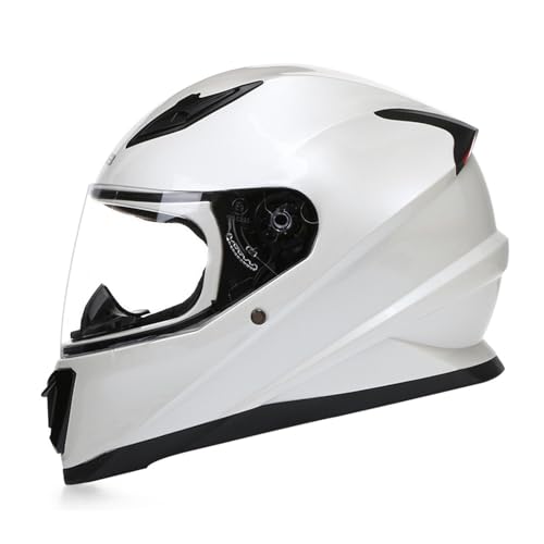 Casco Integral Retro Cascos Integrales De Motocicleta Homologado ECEDOT Cascos De Motocross con Visera para Hombres Y Mujeres Hebilla De Liberación Rápida Cuatro Estaciones E,M:57-58CM