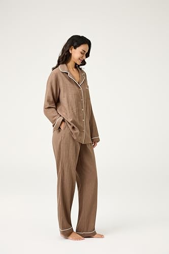 Image of BESTOUCH Womens Pajama Sets: 100% Cotton Muslin Linen Feel