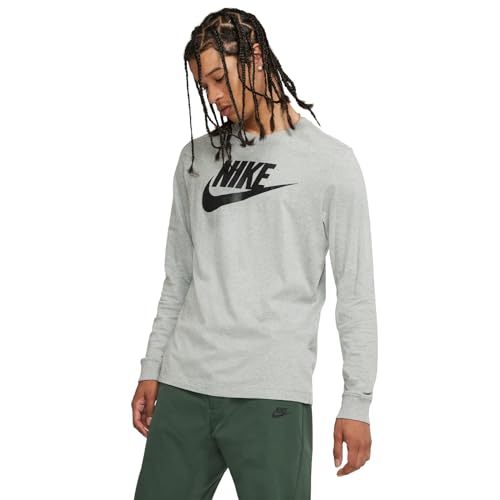 Nike Mens Sportswear Long Sleeve Tee Icon Futura Dark Grey Heather/Black Small
