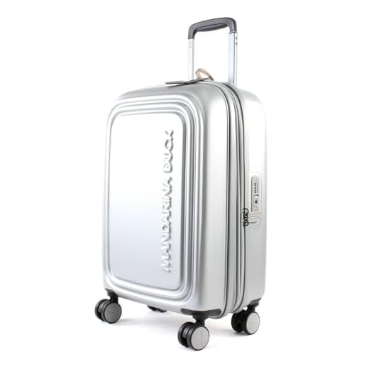 Mandarina Duck Logoduck Unisex + Trolley Cabin Exp P10szv34 Maleta de Equipaje, Plata, 35x55x23(LxHxW), Carro