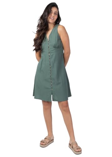 Robe courte sans manches Maurine kaki unie pour femme