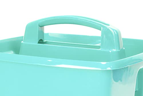 Image of Storex 3-Compartment Small Caddy - Multipurpose Classroom Organizer with Handle, Teal, 6-Pack (00952U06C), 9.25 x 9.25 x 5.25 Inches