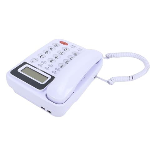 Téléphone fixe filaire Kadimendium blanc avec affichage écran LCD d'appelant en ABS