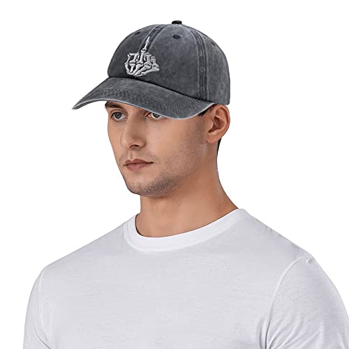 Image of Unisex Skull Skeleton Hand Hat, Embroidered Halloween Bones Finger Adjustable Washed Cotton Denim Baseball Cap