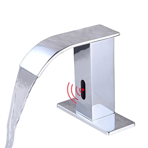 One-Day Sale: Up to 80% Off Gangang Automatic Faucet Square Body Bathroom Sink Touchless Sensor Waterfall Faucet with Deck Plate