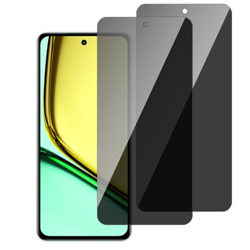 chejuza Privacy - Protector de pantalla para Realme C67 4g/5 g [2 unidades], dureza 9H, cobertura completa anti espía de cristal templado, HD protección de pantalla