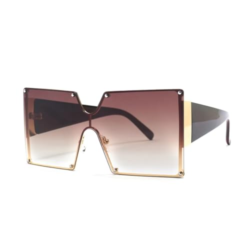 Lunettes de soleil surdimensionnées sans monture UV400 vintage pour femmes
