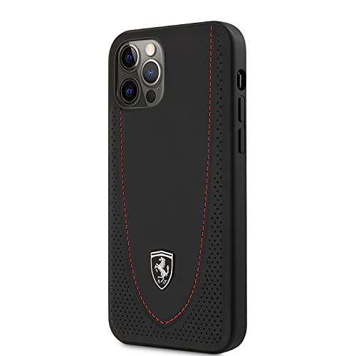 Ferrari Off Track - Cover rigida perforata per Apple iPhone 12/12 Pro (6.1), colore: Nero