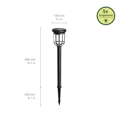 Philips LED Capri Outdoor Solar Pathlight, 1-Pack, Long-Lasting Solar Powered LED Light, Bright White Light, 3000K, 50 Lumens, IP44, Black thumbnail 2