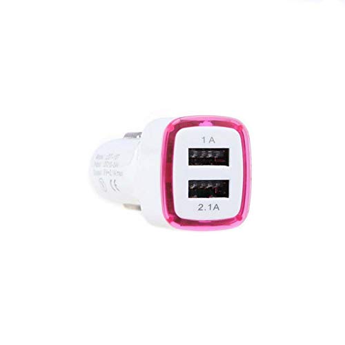 Doble adaptador LED enchufe encendedor USB para iPhone 12 Pro Max doble 2 puertos cargador universal (rosa)