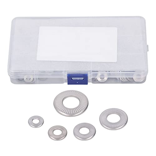 140Pcs Knurled Conical Spring Washer Kit, 5 Sizes M4 M5 M6 M8 M10, 304 Stainless Steel, Proof, Durably Storage Box, for Interior Decoration Outdoor Construction