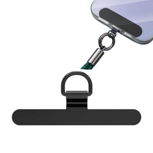 YFFSFDC スマホ ストラップホルダー 金属製 0.2mm 軽量 超薄型 ストラップホルダー 浮きにくい折り曲がれ設計 耐久性 携帯ストラップホルダー 落下防止 着脱簡単断裂を防ぐ 一体成形 全機種対応 (ブラック)のサムネイル