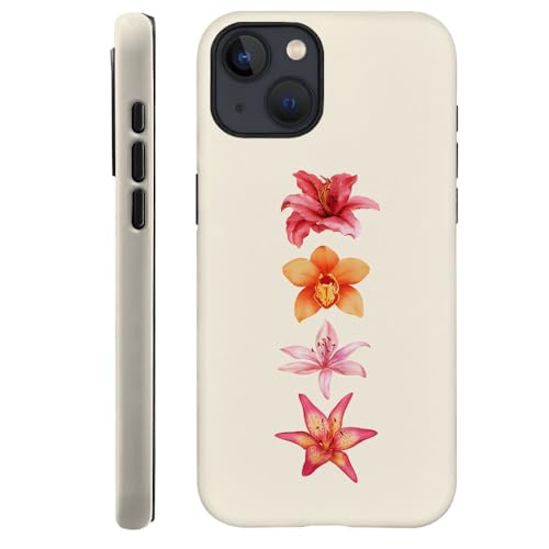 Case for iPhone 15 Plus,Fits Frosted Case Design for Girl Women,Floral Summer Orchids Lilies Minimalist