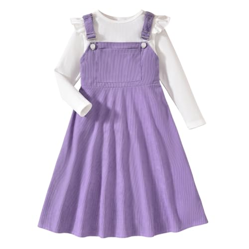 Image of HIHA Little Girls Adjustable Corduroy Pinafore Overall Dress Set Size 6-12