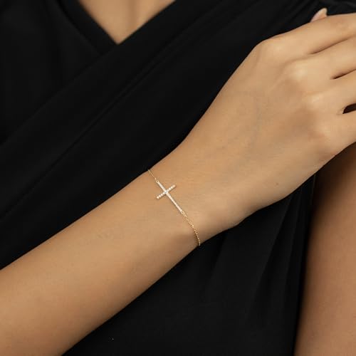 Gelin Diamond Cross Bracelet in 14K Solid Gold3