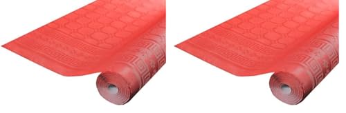 Pro Nappe - Ref R482521I - Mantel de Papel Damasco desechable en Rollo 25 M Largo X 1,20 M Ancho - Color Rojo - Papel Damasco con Estampado Universal Chic y clásico (Paquete de 2)