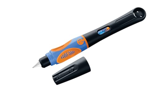 Pelikan griffix Füller Linkshänder Neon Black – ergonomischer Schreiblernfüller für Kinder, Schulfüller mit Edelstahlfeder & Patrone