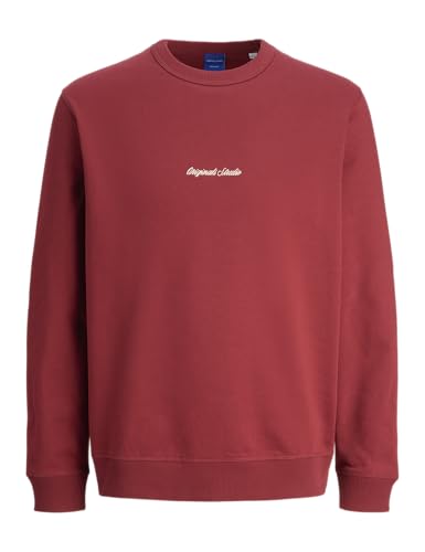 Jack & Jones Jornorrebro Emb Sudadera Crew Noos para Hombre, Tibetan Red, XL