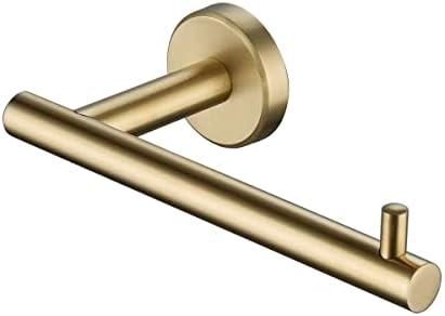 JQK Gold Toilet Paper Holder, 5 Inch Tissue Paper Dispenser, 304 Stainless Steel Thick 0.8mm Wall Mount, Brushed Brass, TPH100-BG
