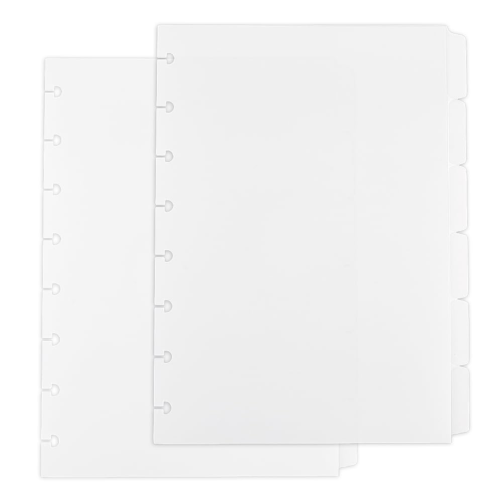SUPERFINDINGS 12 Sheets 8 Disc A5 Tab Dividers 6-Tab A5 Binder Dividers White Discbound Divider with 6 Tabs Plastic Divider Disc Bound Planner Index Pages, 21x15.7cm