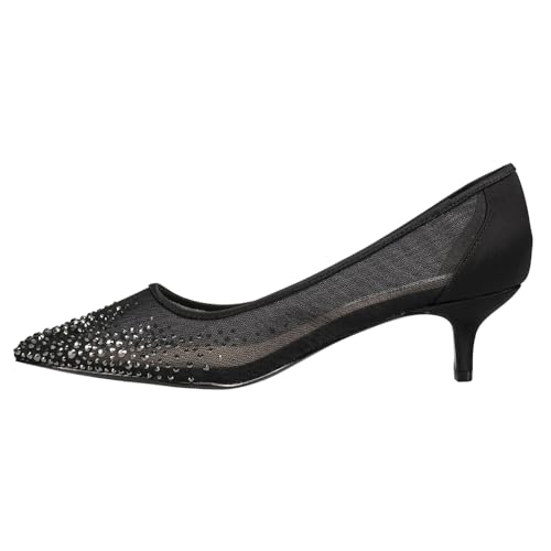 NINA Womens Sofie Rhinestone Pointed Toe Kitten Pumps Dress Casual Low Heel 1-2" - Black3