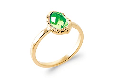 Bague zirconium vert en plaqué or avec sachet velours offert pour une idée cadeau idéale