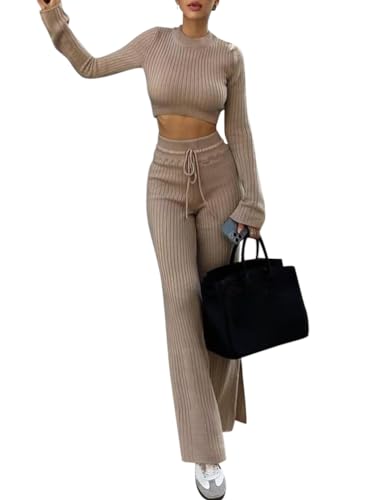 Ensemble tricot doux et chaud pour femme | Coupe jogging jambes larges